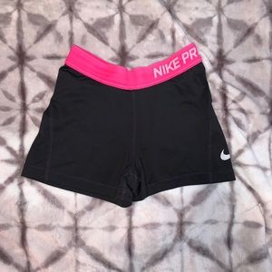 Black nike pro spandex w pink waistband